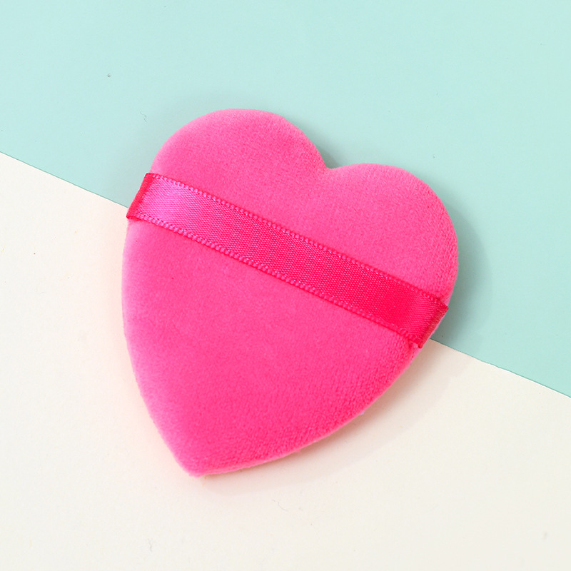 Fuera transfronterizo corto flocado amor soplo de polvo seco no come polvo esponja de terciopelo vertical polvo suelto maquillaje de algodón fábrica logotipo personalizado