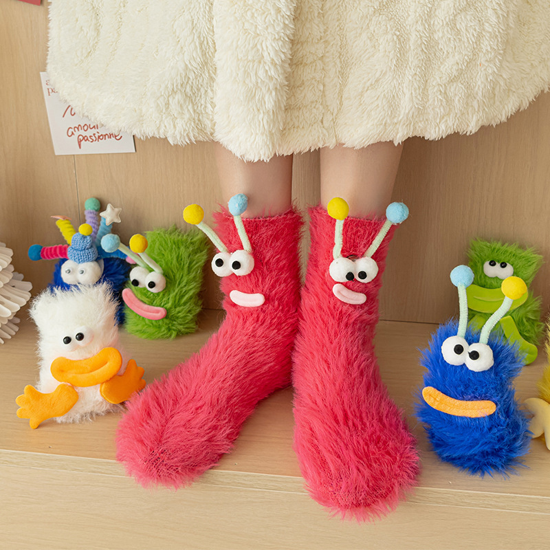 Socks for Women, Ugly, Funny, Home Cartoon Plush, Cute, Warm Couple Socks, Mid-Calf Socks, Autumn and Winter Floor Sleep Socks Socks for Women, Ugly, Funny, Home Cartoon Plush, Cute, Warm Couple Socks, Mid-Calf Socks, Autumn and Winter Floor Sleep Socks