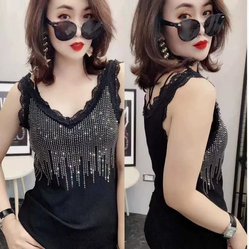 2022 весна/лето/осень/зима Новый кружевной жилет со стразами, большие размеры, утягивающий, облегающий, модный для женщин.