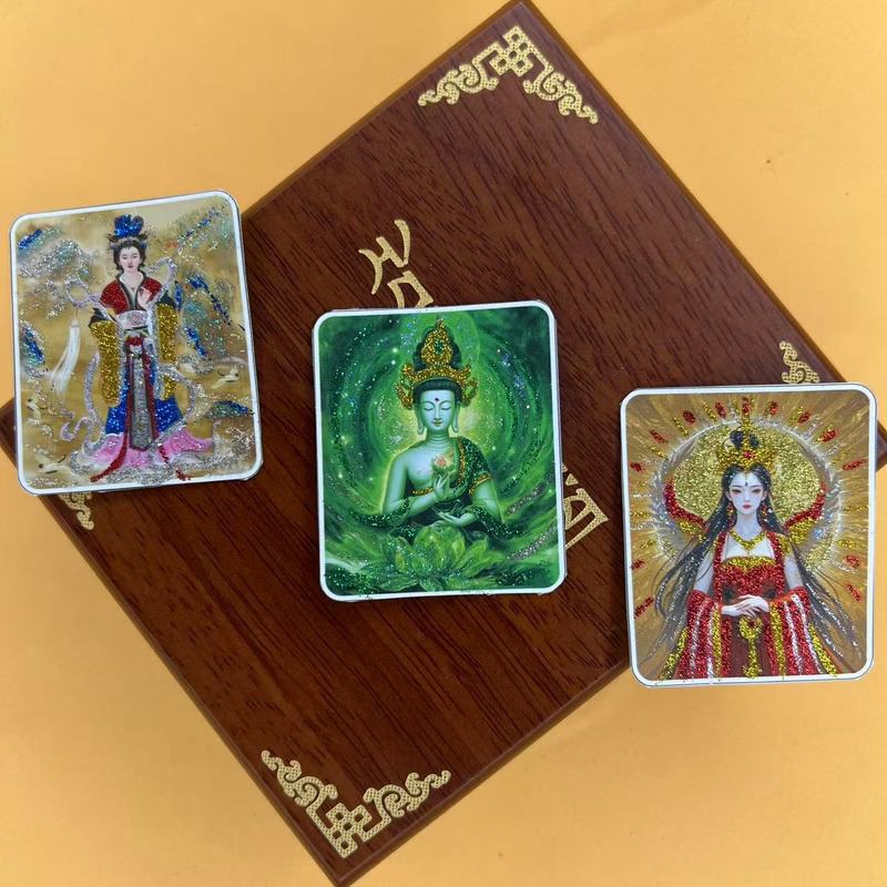 藏式彩金唐卡画芯厂家批发挂坠卡芯药师半手绘洒金图案可选唐卡芯|undefined