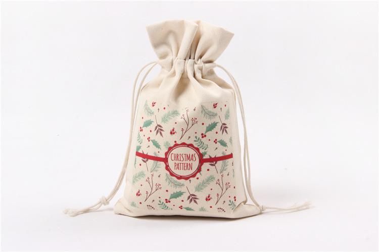A245 logo printed canvas storage bag with drawstring closure, gift pocket, portable for Christmas packaging gifts undefined