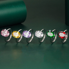 跨境彩寶首飾蛋形活口戒指時尚綠寶石開口可調節首飾直播一件代發