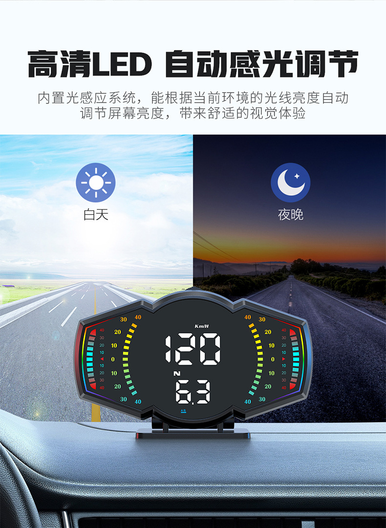 Car HUD Head-Up Display GPS Speed Time Slope Meter G18
