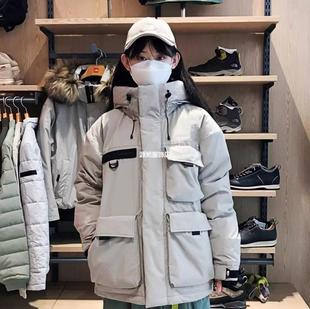 Beijia Workwear Down Jacket FW22 Logo Multi-pocket Drawstring Hooded Winter Couple Solid Color Down Jacket