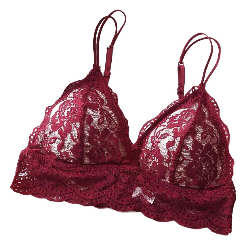 De las mujeres de encaje espalda delgada triángulo taza sexy chica pura estilo francés sujetador inalámbrico traje