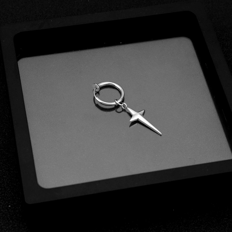 3D серьги-подвески из нержавеющей стали, варианты клипсы и пирсинг, перекрестная дизайн HIP-HOP панк