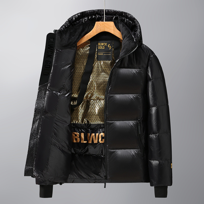 Black Gold Short Hooded down Jacket for Men and Women, Thickeneded and Warm, Men's Couple Jacket, Winter Outdoor Bread Jacket Black Gold Short Hooded down Jacket for Men and Women, Thickeneded and Warm, Men's Couple Jacket, Winter Outdoor Bread Jacket