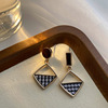 Demi-season silver needle, retro fashionable earrings with bow, silver 925 sample, wide color palette, Japanese and Korean