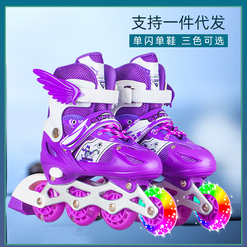 Factory wholesale new single flash children's skates in-line skates roller skates boys and girls skates spot