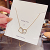 Zirconium with letters, necklace stainless steel, chain for key bag , Korean style, simple and elegant design, Japanese and Korean, light luxury style