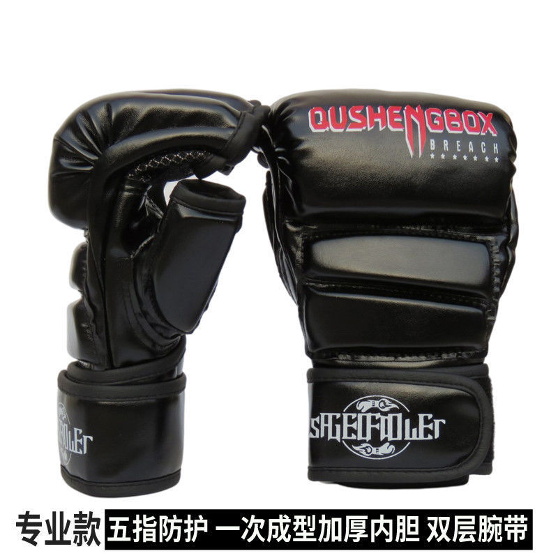 Guante de boxeo MMA medio dedo guante de boxeo adulto hombre Sanda Muay Thai entrenamiento de lucha UFC profesional de lucha femenina bolsa de arena