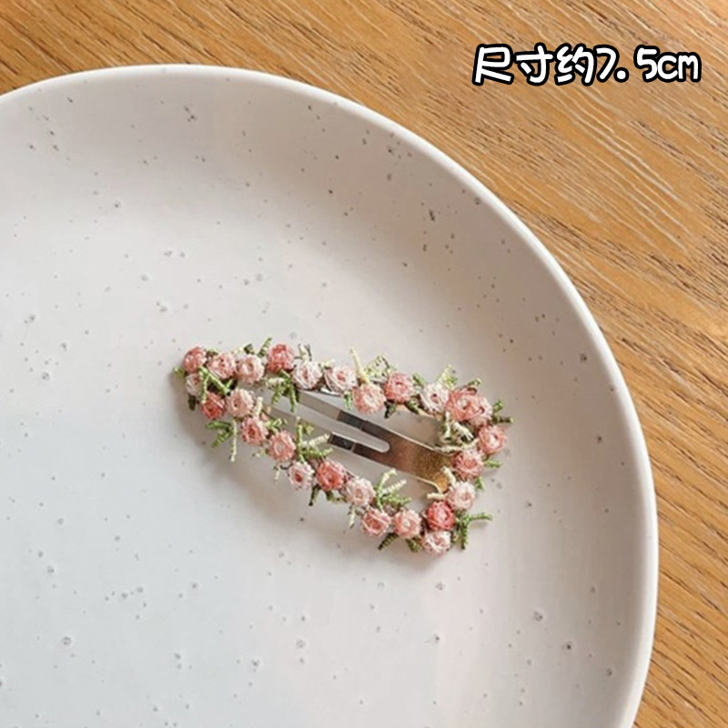 Nuevo dulce color flor triturada pinza de cabello para niños cejas laterales trituradas acabado pinza de cabello detrás de la cabeza fija adornamiento de cabello para mujeres