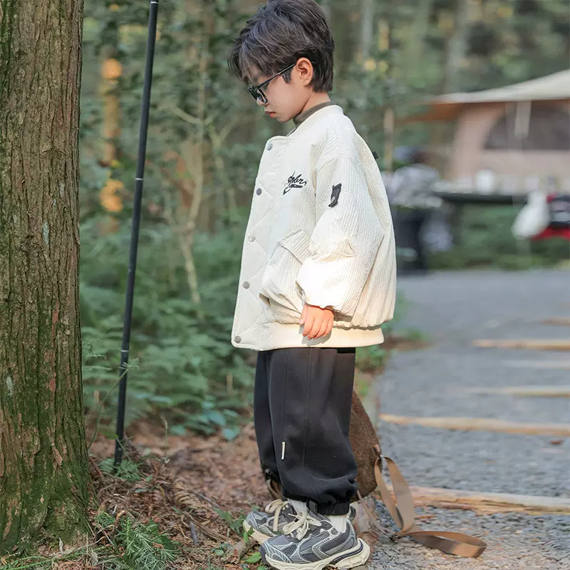男童冬装外套2025新款儿童秋冬款加厚夹克上衣男孩冬季帅气棉服潮