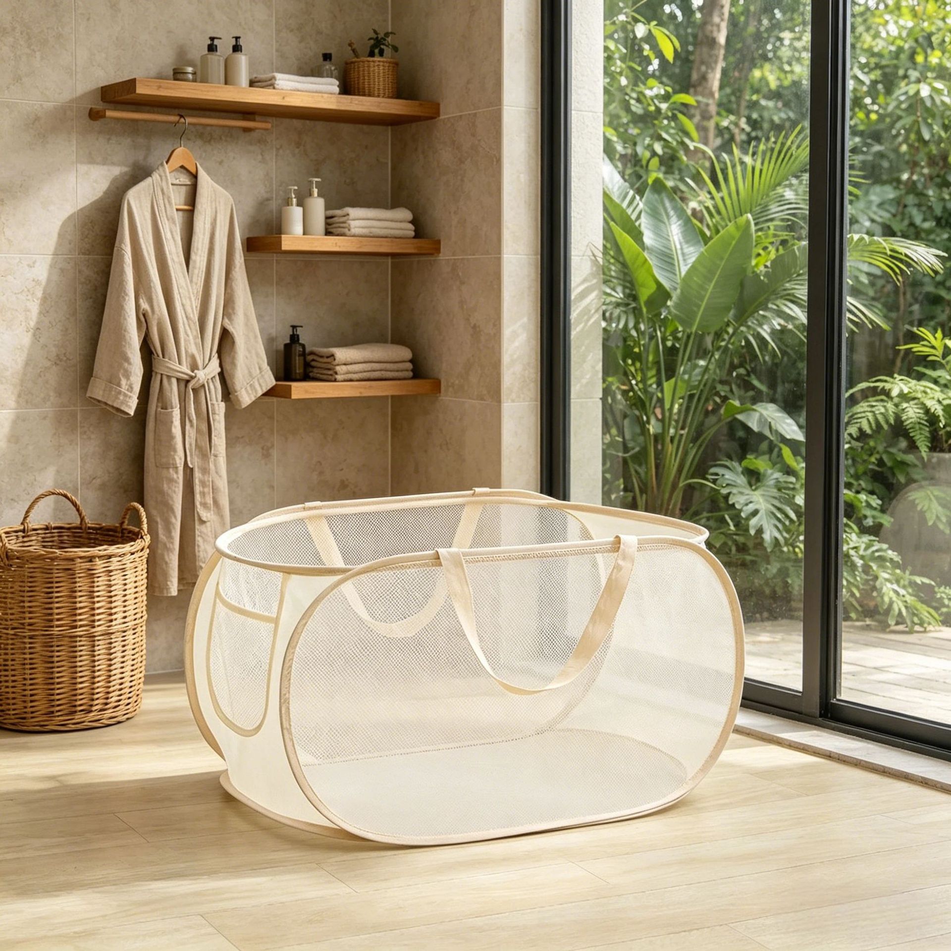 Cesta de lavandería plegable de Amazon, cesta de malla para ropa sucia, bolsa de almacenamiento portátil para ropa sucia, cesta de almacenamiento con ruedas