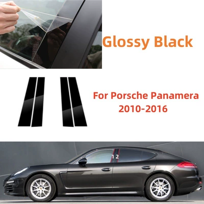 Suitable for Porsche Paramela window trim PorschePanamera10-18 black center pillar sticker (Şüşə kənarı xromları/moldingləri)