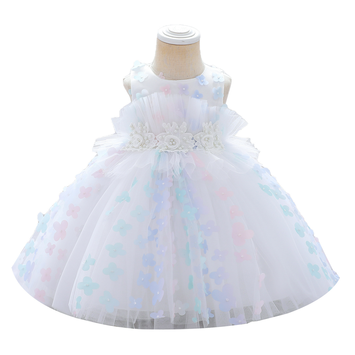 Vestido de niña AliExpress, falda tutú de princesa rosa con lazo, falda de malla con lazo, disfraz para actuación, transfronterizo