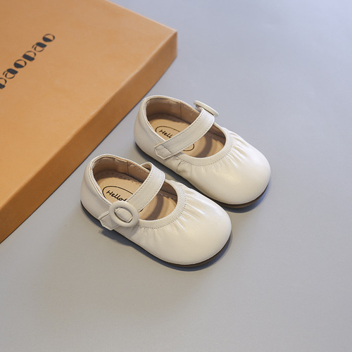 Baby girl shoes  spring and autumn new princess shoes for children 1 to 3 years old non-slip small leather shoes soft sole baby toddler shoes