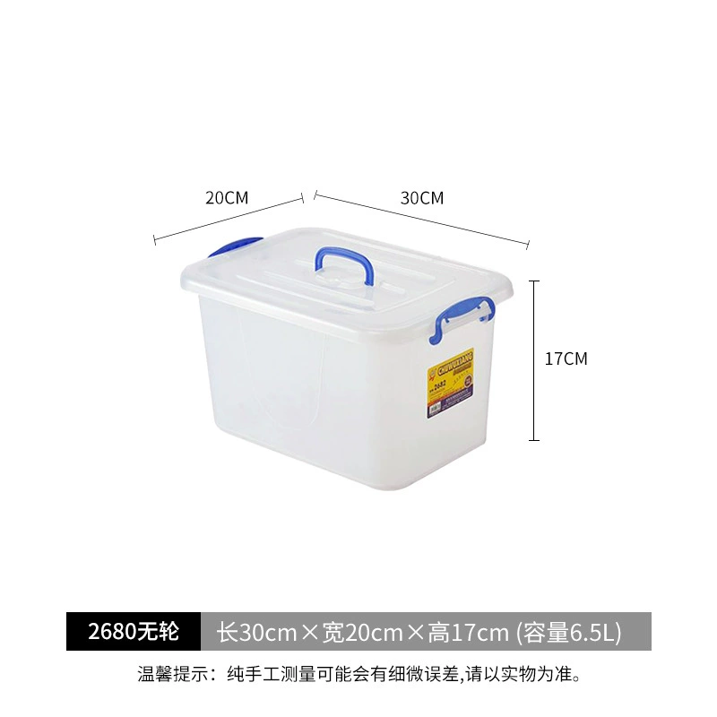 Transparent plastic storage box with lid and handles, stackable, multiple extra‑large sizes (cm)