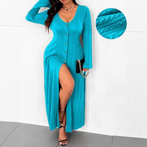 2025 Amazon Cross-border Overseas Women's Simple Casual Wind Dress Autumn Winter Fitted Design Step Dress