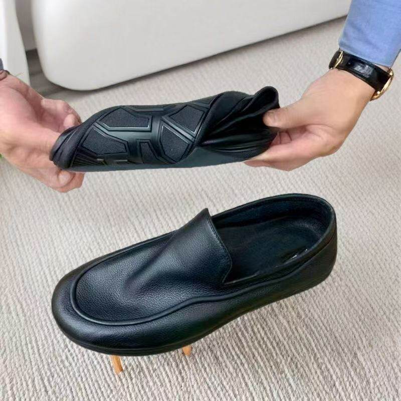Giày lười nam da bò mặt mềm đế mềm, giày slip-on công sở nhẹ, gót thấp 1-3 cm — 1210 màu đen rỗng (da siêu mỏng), 1210 Đen (da siêu mỏng), Da bò lớp 1 1219 chi tiết 7