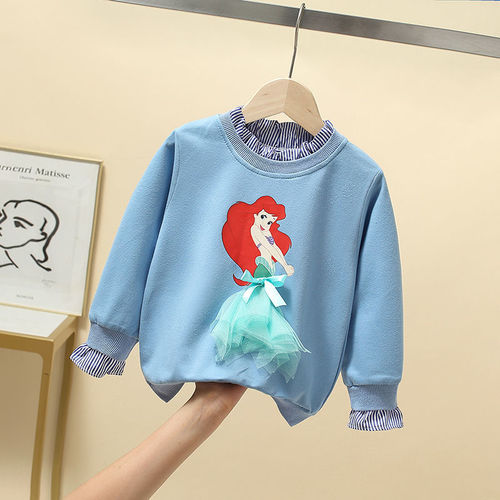 Girls' super trendy sweatshirt spring and autumn Korean style baby girl's fashionable tops children's clothing cartoon Aisha loose and trendy