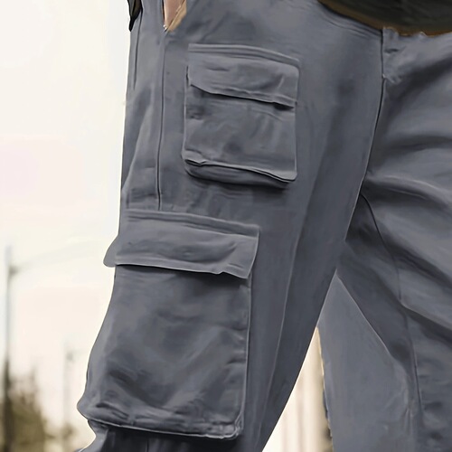 Men's American/European Size Multi-Pocket Work Pants Casual Sport Loose Casual Running Pants