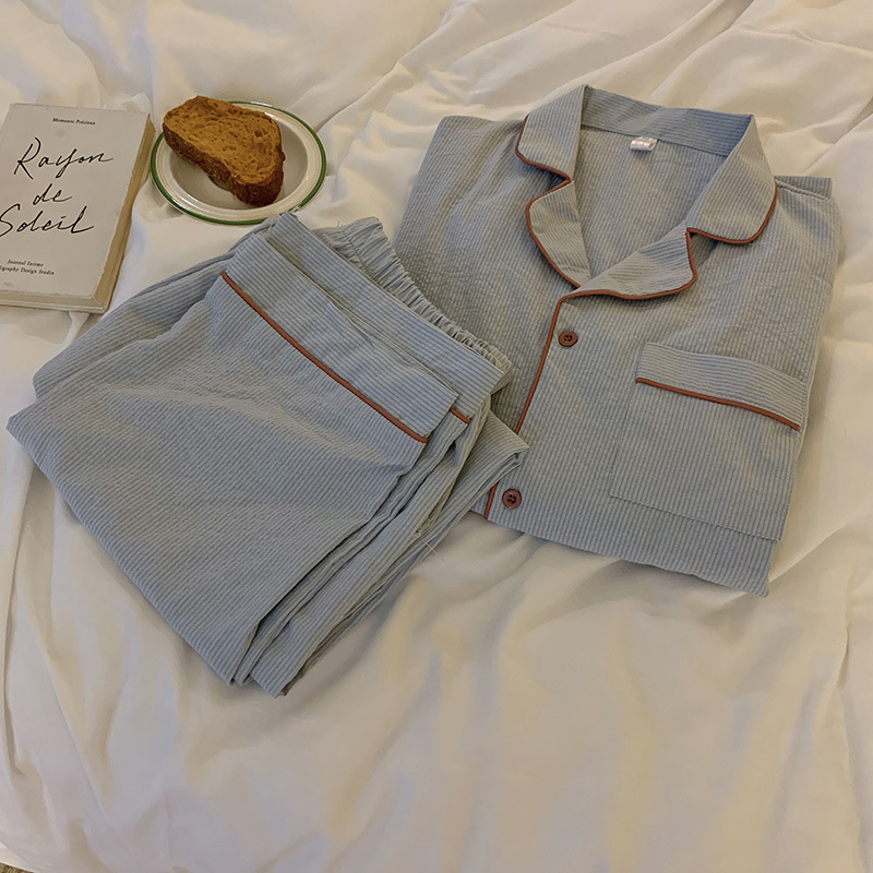 Product details picture_actual shot#new product#men's comfortable and loose striped early autumn pajamas and home clothes set