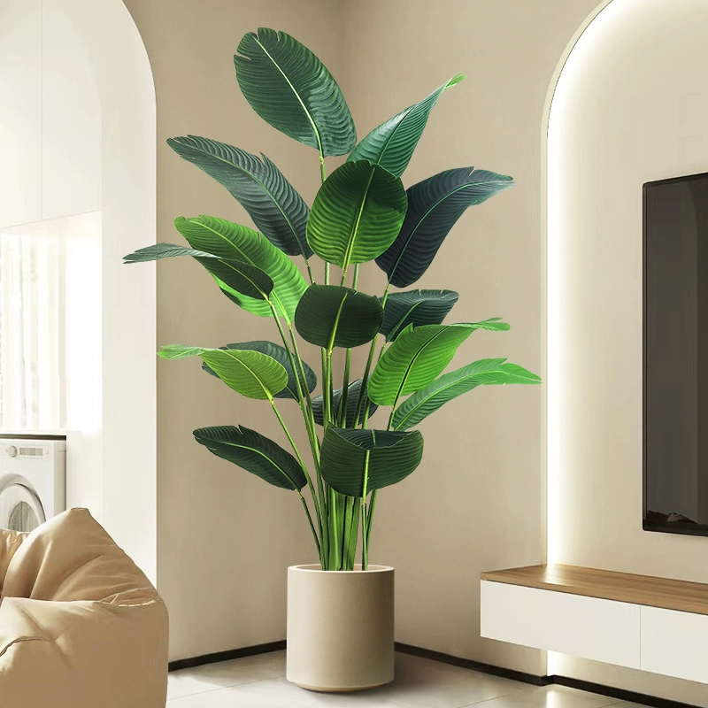 ✅ Large living room floor-standing ornaments indoor sofa TV cabinet next to fake plant Traveler Banana Bird of Paradise Green