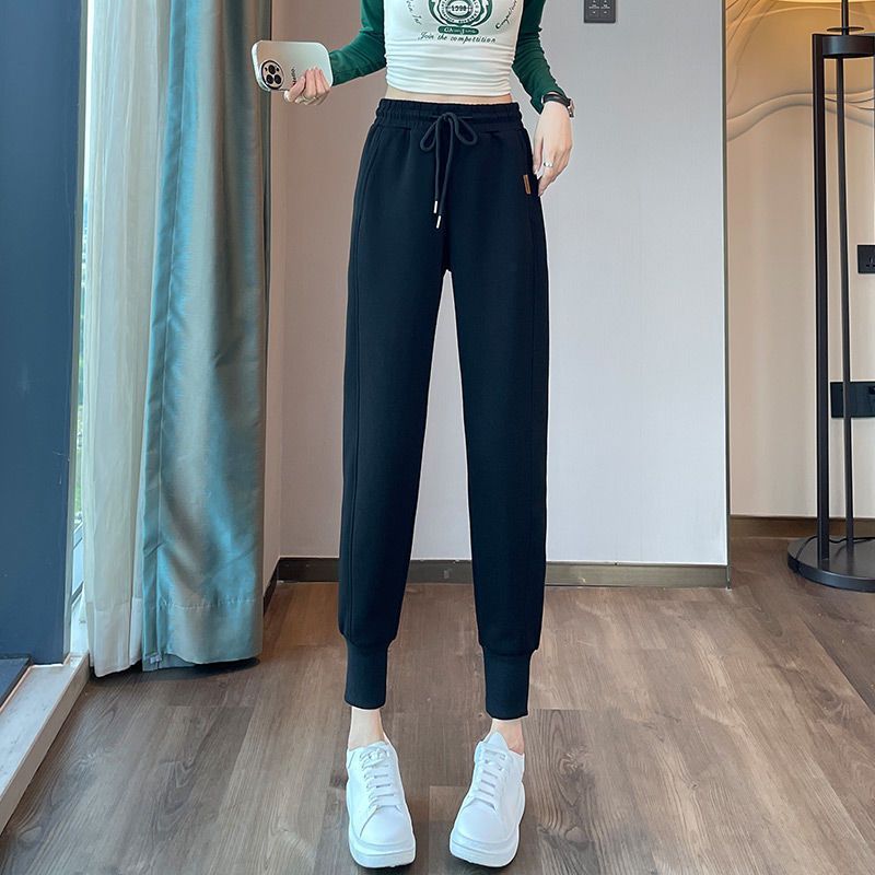 运动裤女春秋款裤子休闲卫裤女2025新款宽松束脚哈伦萝卜女裤|undefined