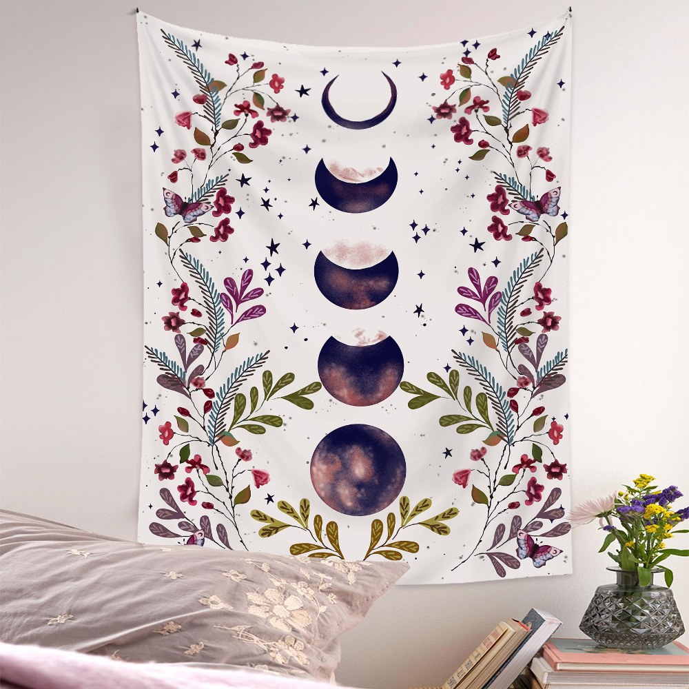 Bohemian Psychedelic Plant Moon Printing Hanging Decoration Cloth Tapestry Wholesale Nihaojewelry display picture 15