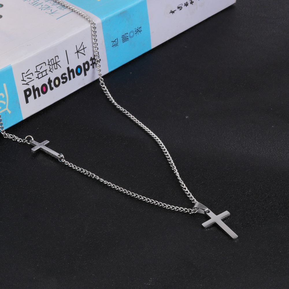 Titanium Steel Hip-Hop Cross Polishing Pendant Necklace display picture 5