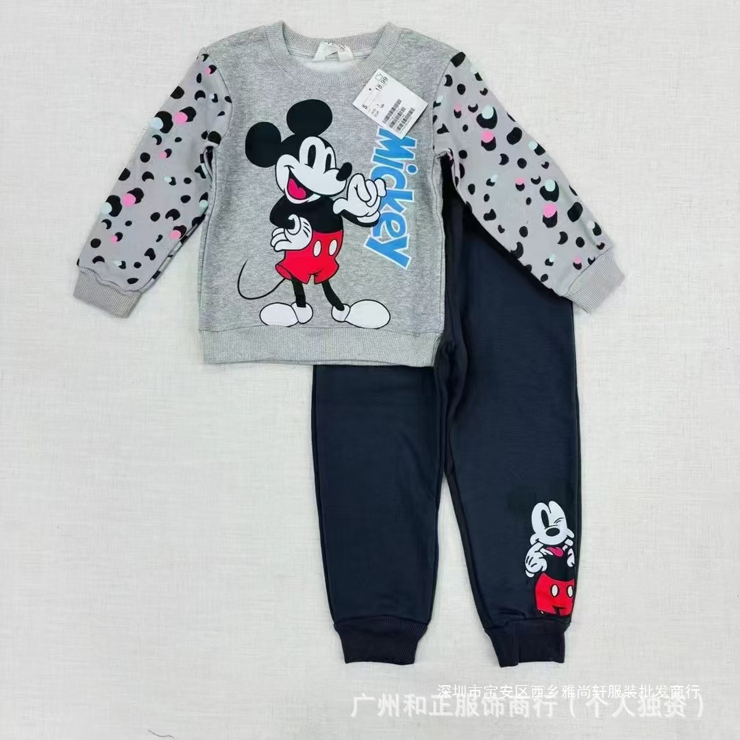 外贸品牌Hm/Za系列2024年秋冬季新款儿童卫衣米老鼠男童女童潮流