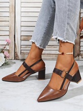 Z 46342 Pointed Toe Chunky Heel Hollow Sandals ���^�п՛�Ь