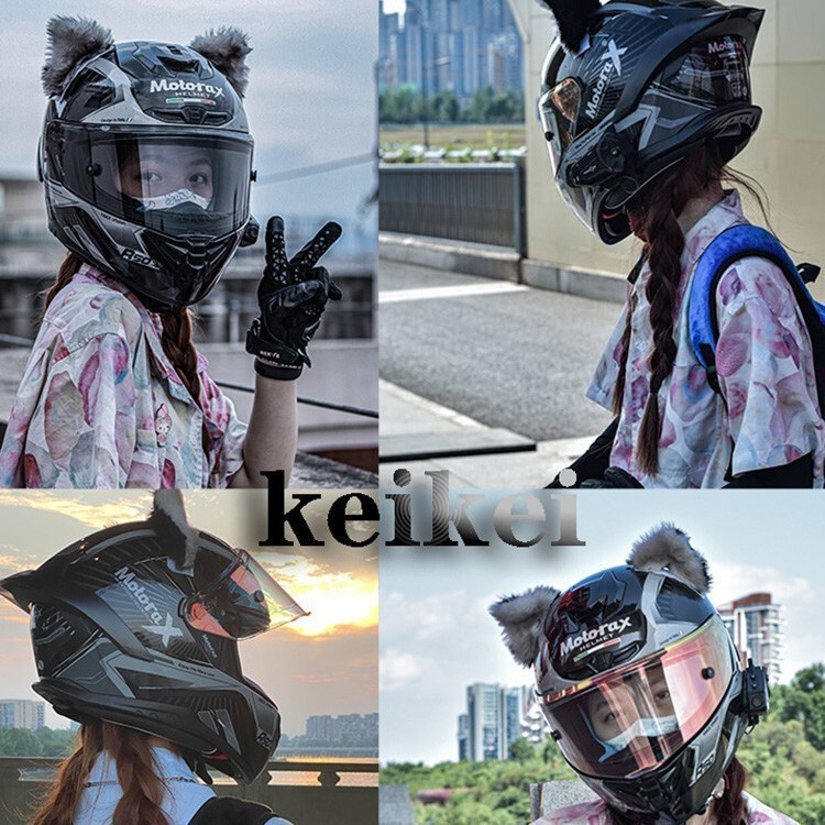 ネット有名人の同じスタイルのヘルメット装飾立体猫耳オートバイ電気自動車オートバイスキーヘルメットテイクアウトアクセサリー女神|undefined