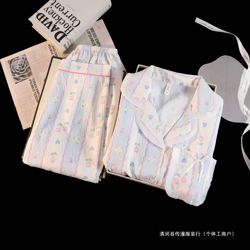 Хлопковые пижамы Yunduo для женщин весной и осенью, новые брюки с длинными рукавами, милые и милые, можно носить поверх кардигана, домашняя одежда, комплект из двух предметов