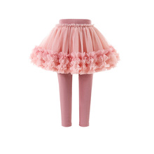 女童打底裤裙裤秋冬假两件儿童裤子女孩tutu裙网纱星星长裤加绒款