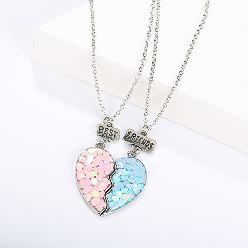 jewelry Cartoon heart pedant necklace for children's cute heart-shaped good friend BFF necklace pendant