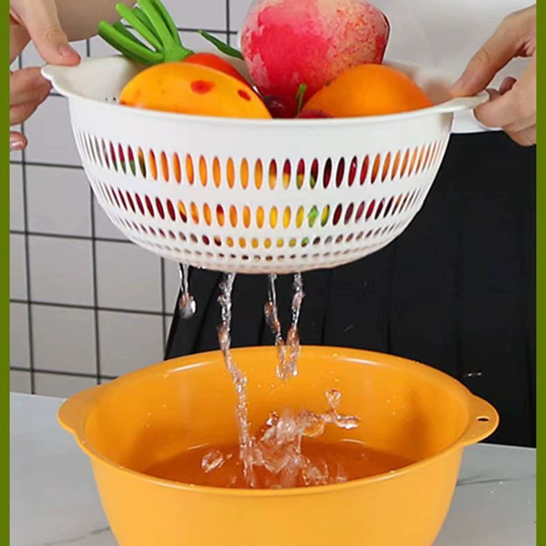 ] Двухслойная раковина для мытья овощей, утолщенная корзина с водой, кухонный фильтр, артефакт