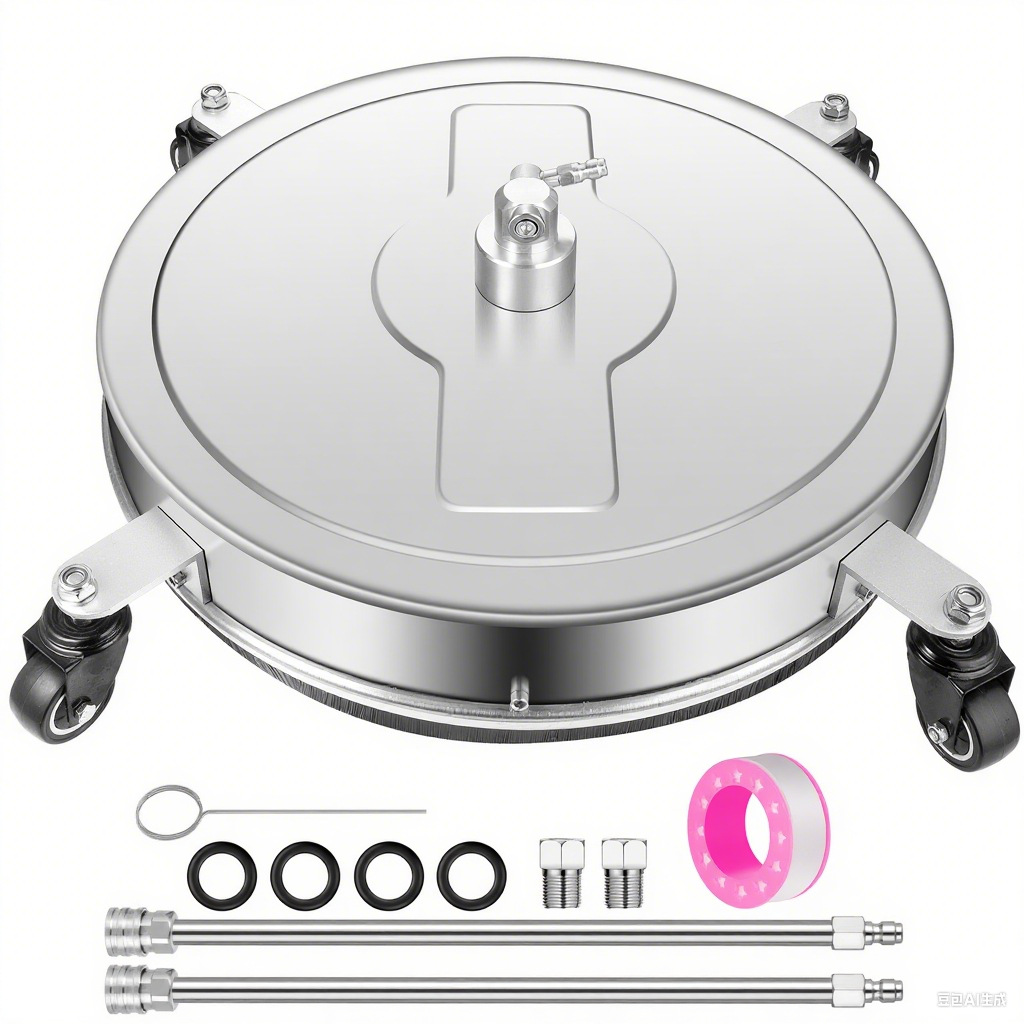 跨境专供20寸不锈钢洗地盘清洁地面圆盘移动清洗刷洗地器高压清洗