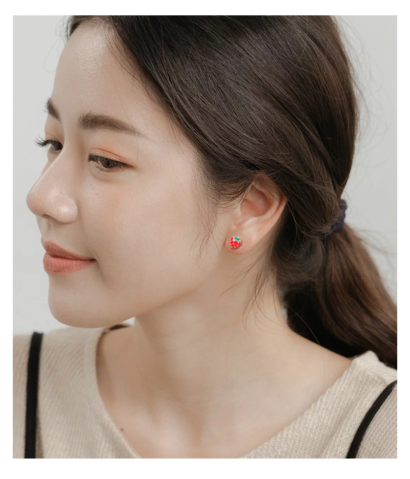 Women'S Gender Plating Design 1 Pair 925 Sterling Silver Strawberry Ear Studs