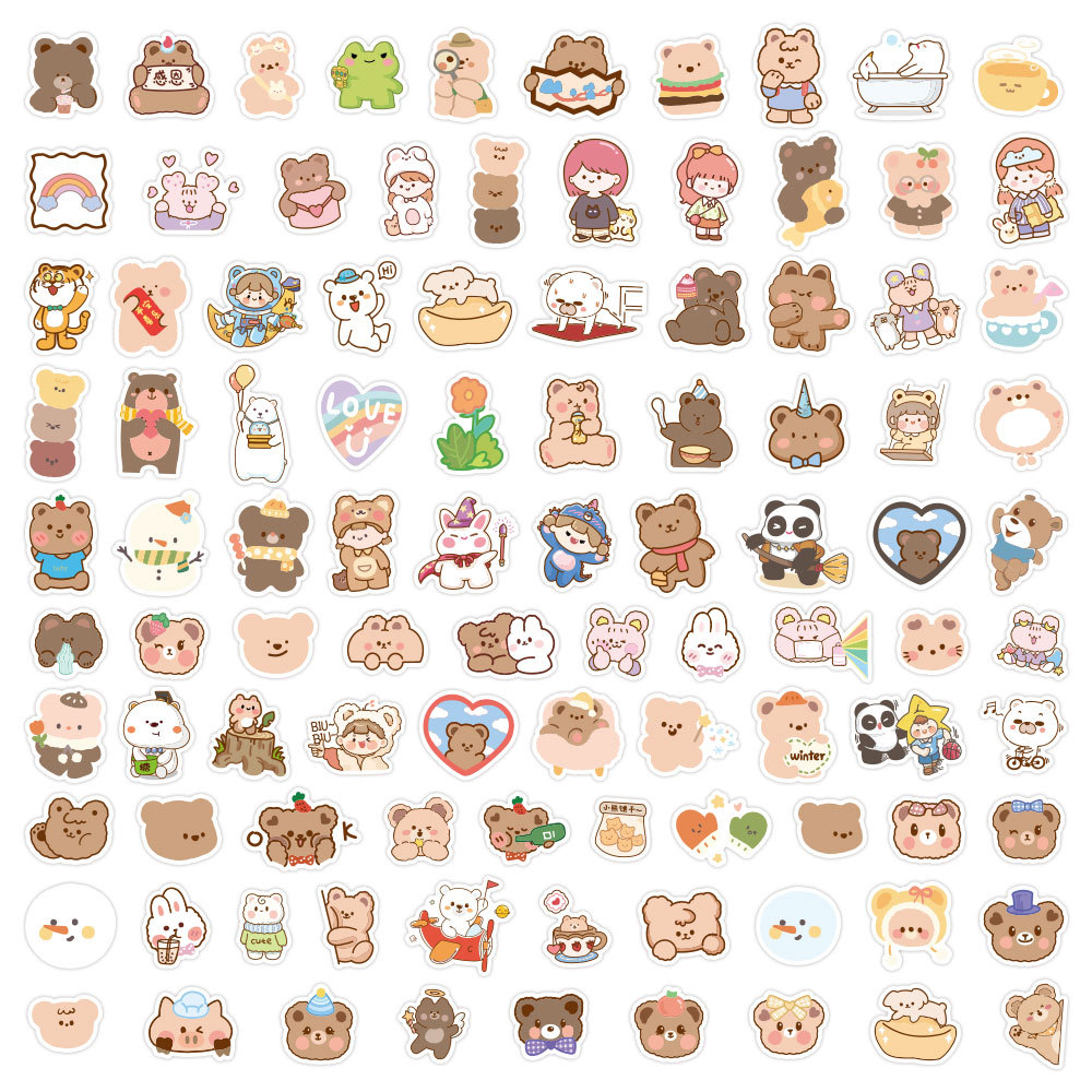1000 oso coreano lindo dibujos animados pegatinas ins chica corazón decoración equipaje teléfono caso pegatinas al por mayor