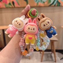 新款透明珠暴力熊串珠手机挂饰拉布布小绵羊钥匙挂件手链可爱公仔