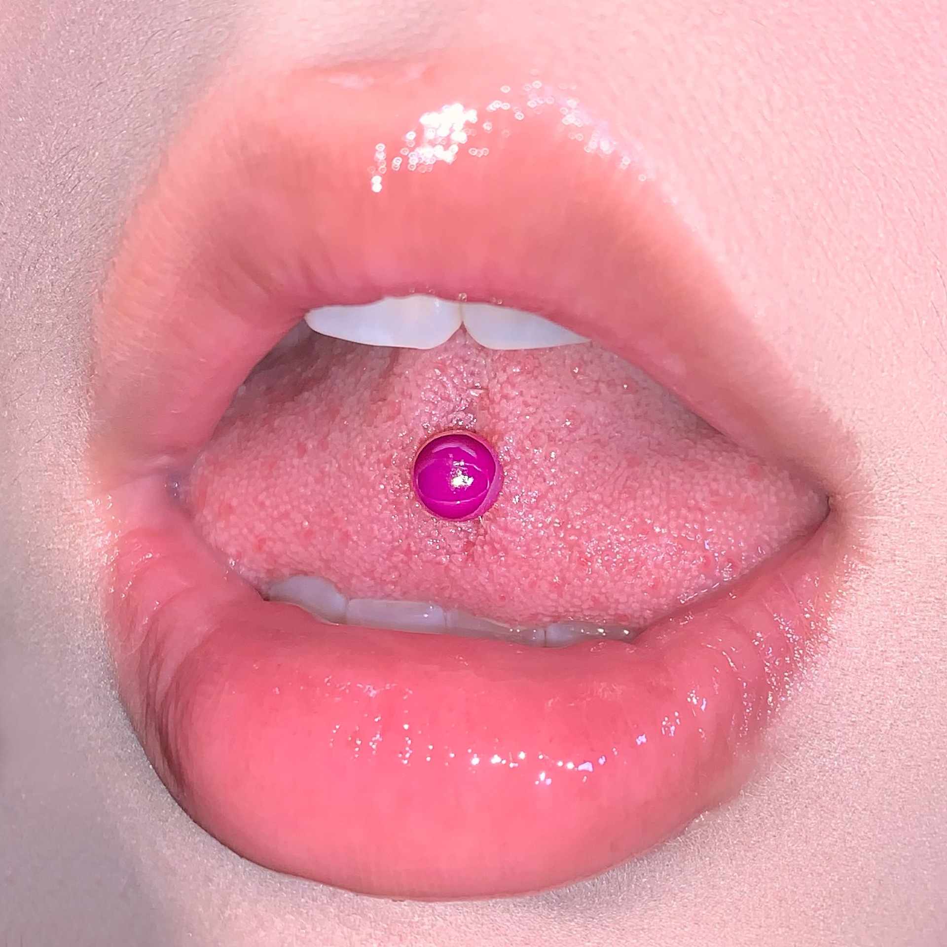 Purple Acrylic Ball Tongue Stud 316L Steel Titanium External Thread Tongue Ring Body Piercing Jewelry detail image 11
