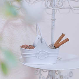 微缩玩具模型花园阳台场景 娃娃屋配件 迷你花器 花盆 花篮 J165