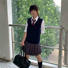 水済中/オリジナルjk馬甲正規版日系セーター学院風袖なしベスト純色上着馬甲