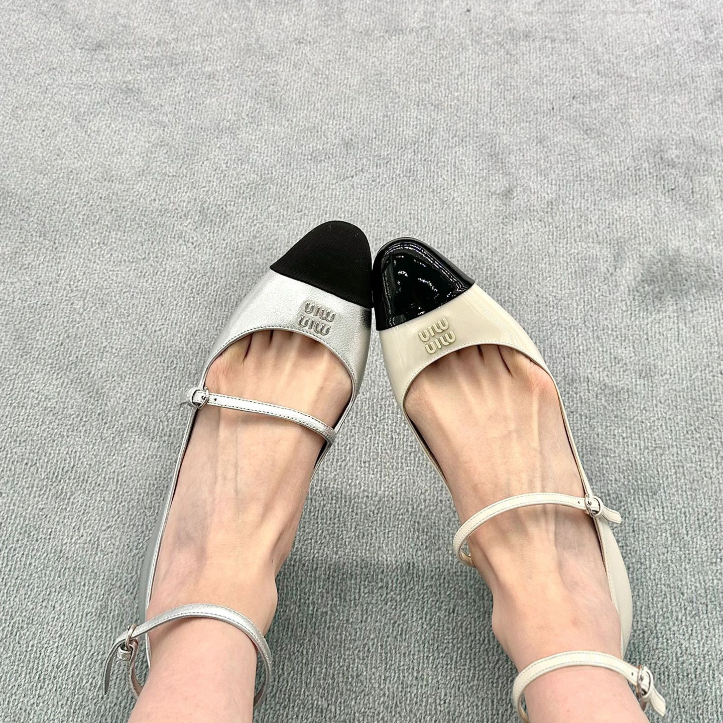 Sheepskin version ~ a miu single-layer shoes with high heel Mary Jane women's leather round toe cat heel shoes ballet shoes small leather shoes