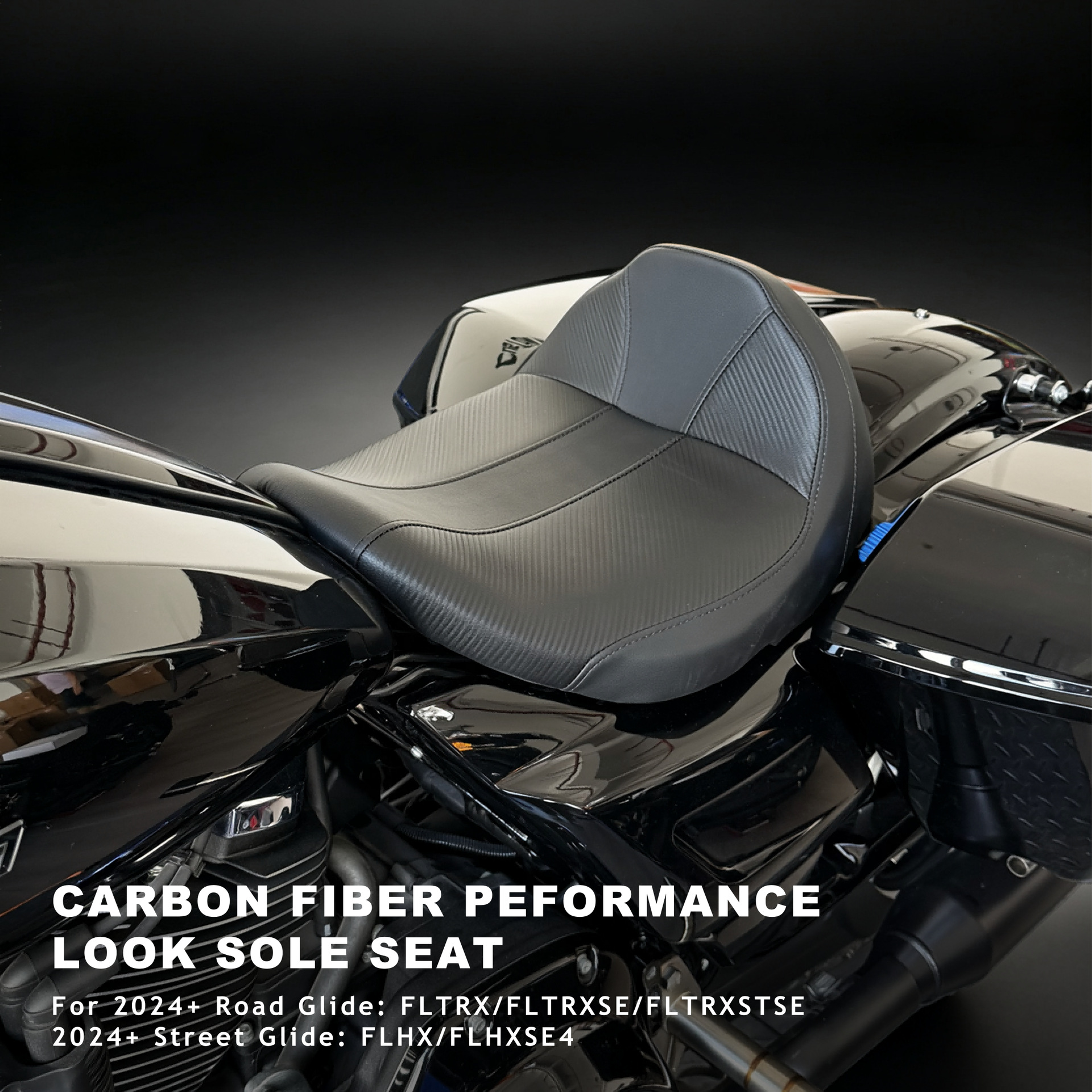 Motorcycle seat cushion adapted for Harley touring version, specialized high-performance carbon fiber single seat