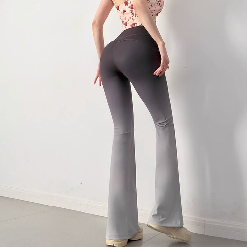 2024 New Peach Butt Yoga Pants Women's Gradient Color Micro-flare Pants High Waist Elastic Sports Pants Fitness Pants