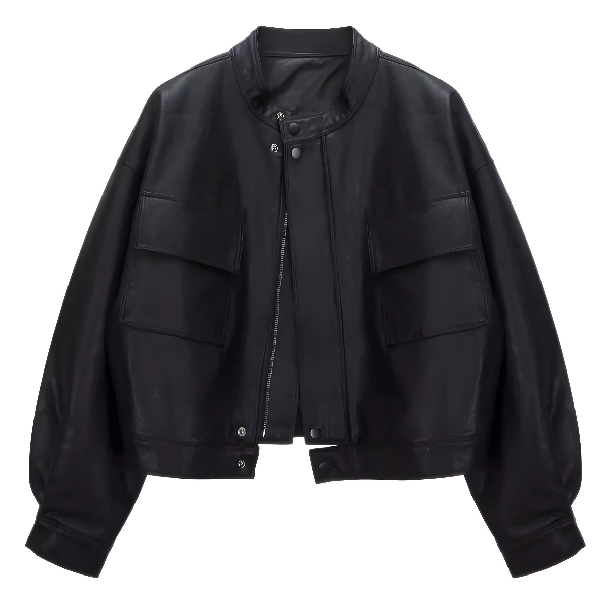 Short autumn retro polyurethane jacket, Korean style, oversize