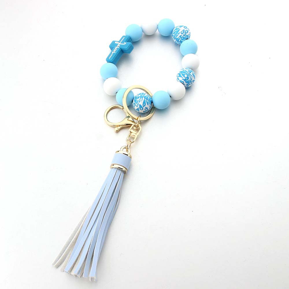 50g Weight Simple Style Ball Silica Gel Tassel Unisex Keychain